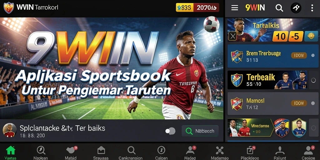 Tampilan utama 9WIN yang menampilkan berbagai opsi taruhan olahraga.