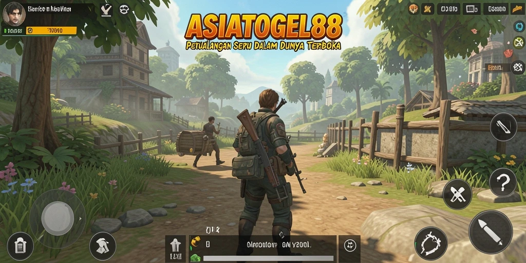 Screenshot gameplay ASIATOGEL88 yang menampilkan dunia terbuka yang luas.