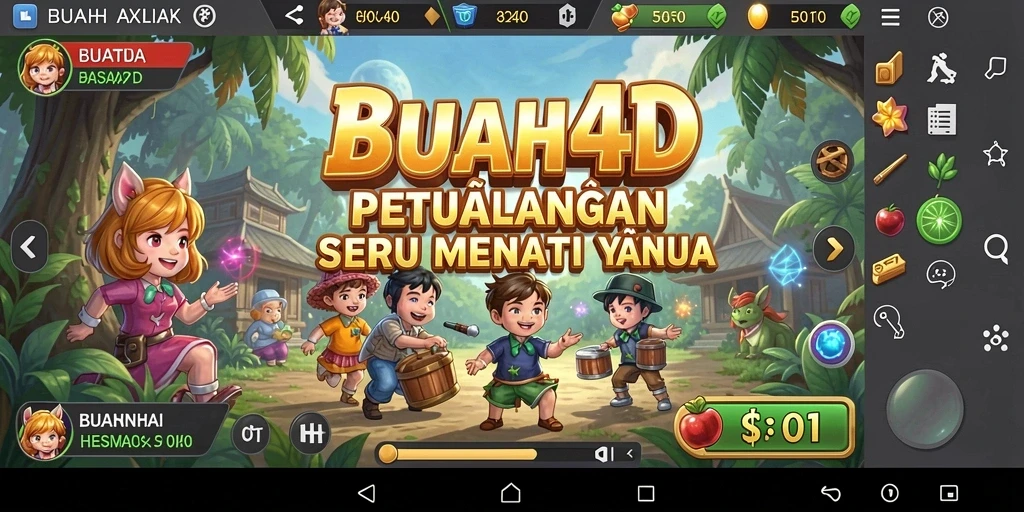 Screenshot utama BUAH4D menampilkan aksi seru dalam petualangan.