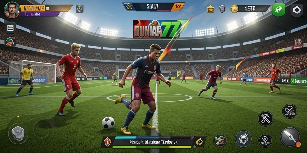 Tampilan gameplay seru dari DUNIA77 dengan aksi olahraga yang mendebarkan.