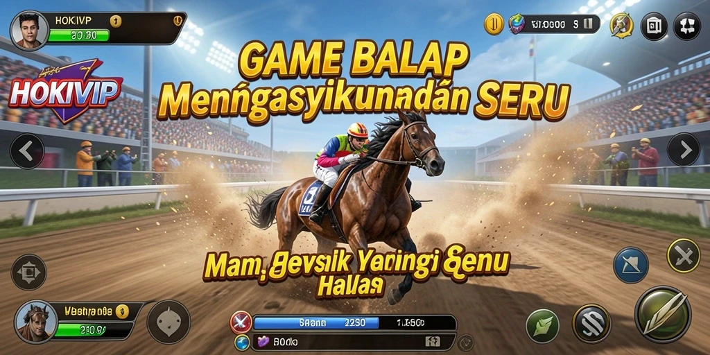 Tampilan gameplay seru dalam HOKIVIP saat balapan penuh kecepatan.