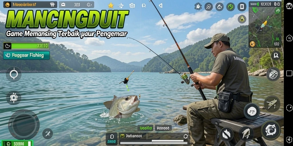 Gameplay seru MANCINGDUIT dengan berbagai jenis ikan yang bisa ditangkap.