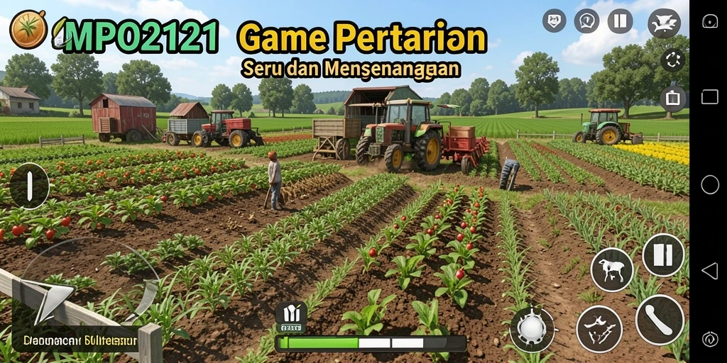 Tampilan menarik dari gameplay MPO2121 yang memperlihatkan aktivitas bertani.