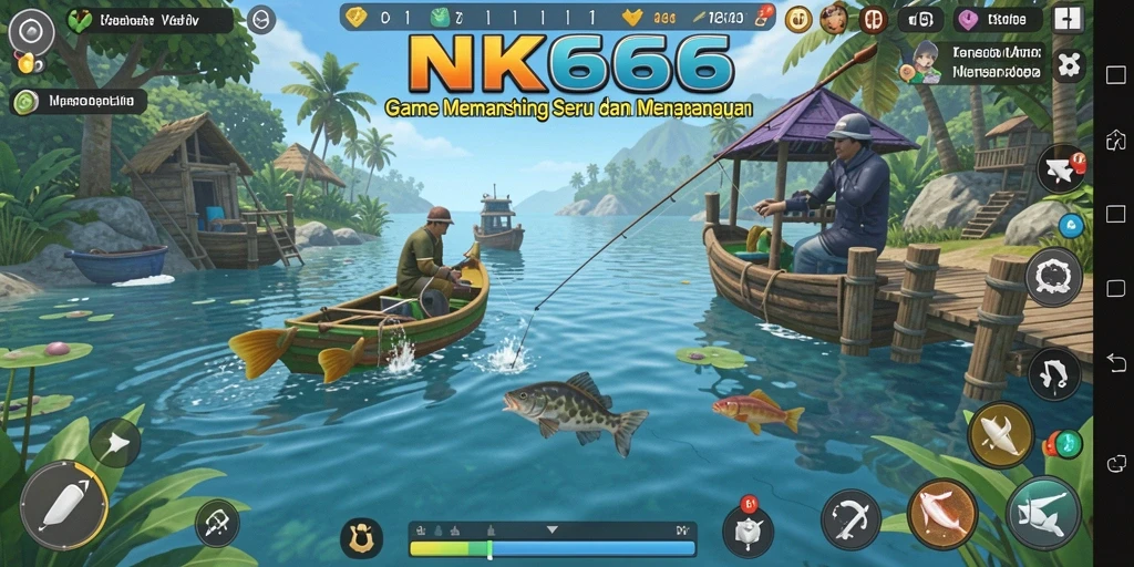 Screenshot NK666 menunjukkan momen seru saat menangkap ikan.