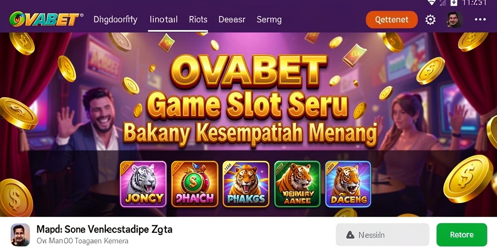 Tampilan gameplay menarik dari OVABET dengan berbagai tema slot.