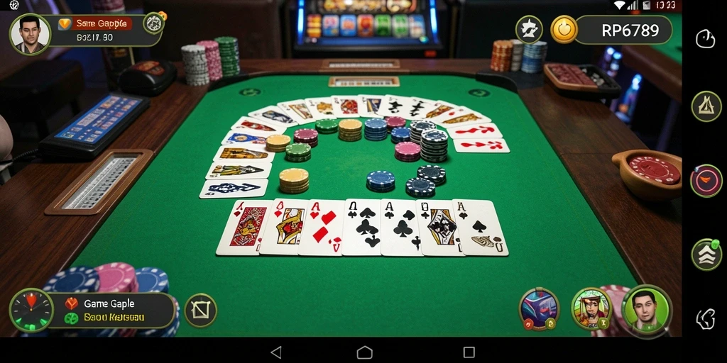 Tampilan gameplay seru dari RP6789 yang menampilkan permainan Gaple.