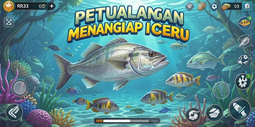 Tampilan gameplay RR33 dengan pengalaman menangkap ikan yang mendebarkan.
