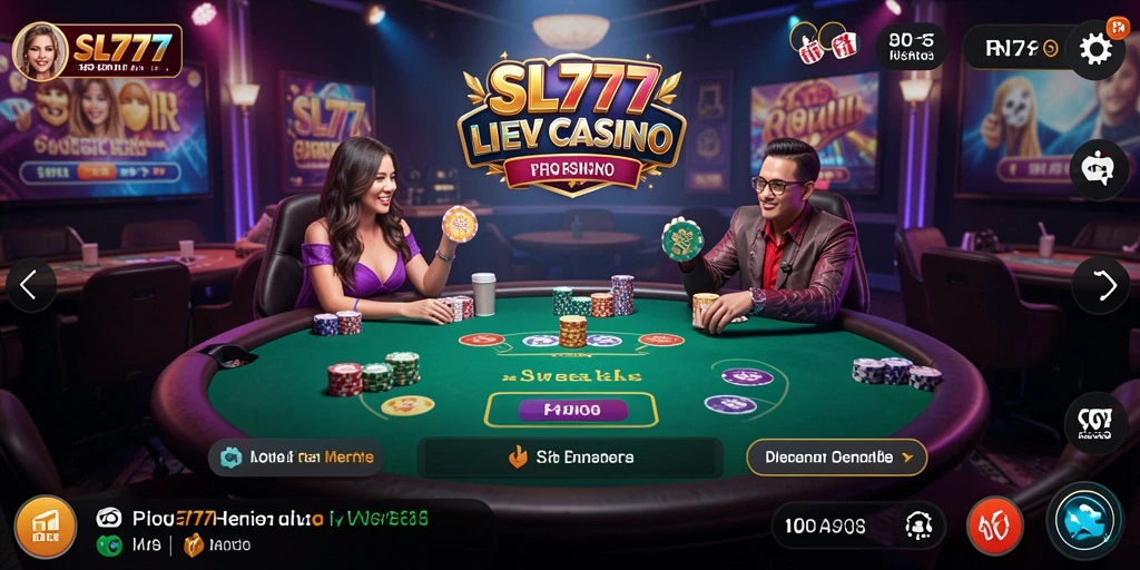 Tampilan utama SL777 menunjukkan dealer profesional dalam aksi permainan Live Casino.