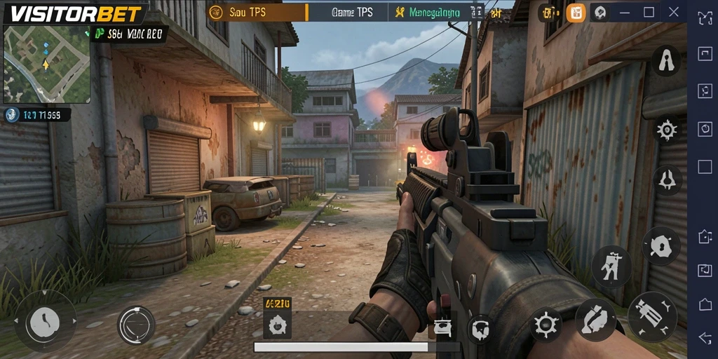 Screenshot menunjukkan aksi intens dari gameplay TPS VISITORBET.