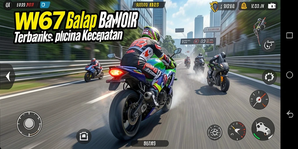 Gameplay W67 menunjukkan kecepatan dan ketegangan balap motor.